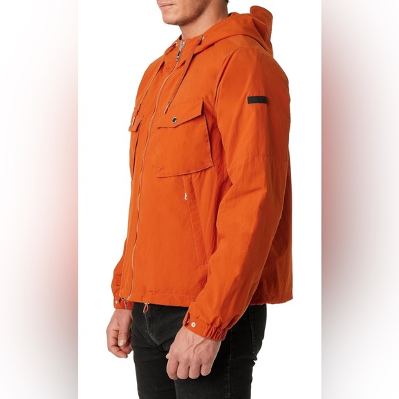 NWT Men's VINCE CAMUTO Burnt Orange Long Sleeve Windbreaker with Pockets - Picture 2 of 9